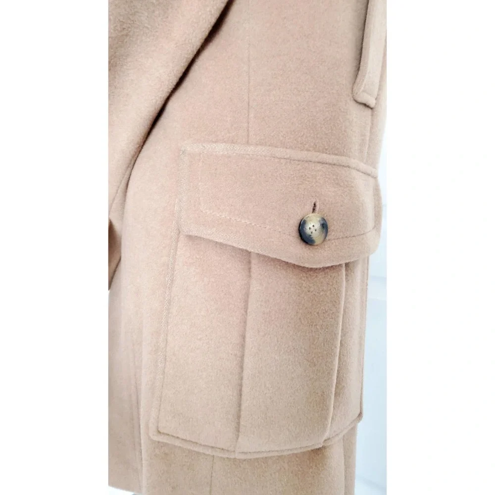 Burberry Camel Tan Wool Double-Breasted Trench Coat - Picture 14 of 15